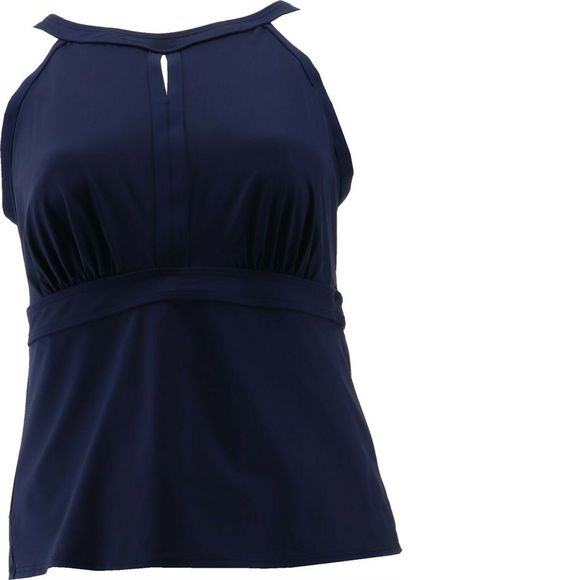 Lands' End Swim Lands End Keyhole Control Tankini Top Deep Sea Navy